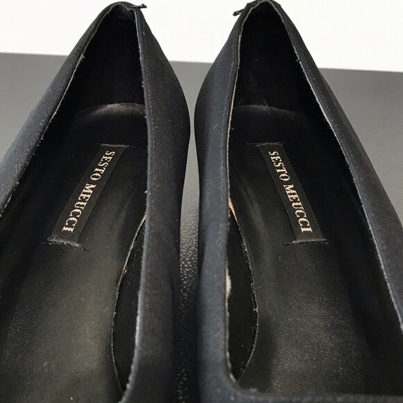 Sesto Meucci Italian Made Leather Sole Square Toe Low Block Heel Pump Blue 8.5 - Picture 15 of 16